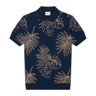 T-Shirts Ben Sherman Ben Sherman Floral Knitted SS Polo T-Shirt 0063337-035 Blue