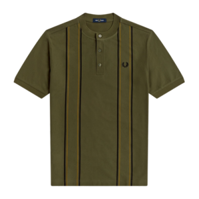 T-Shirts Fred Perry Fred Perry Striped Henley SS Polo T-Shirt M3617-B57 Green