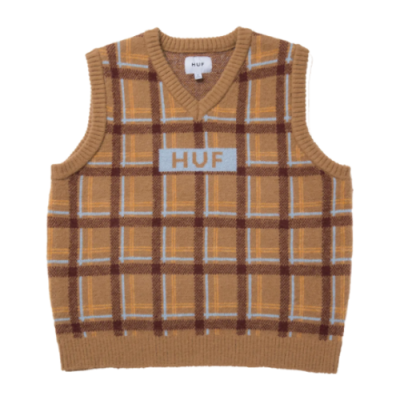 Westen Damen HUF Wmns Logo Sweater Vest WKN0059-OLV Brown